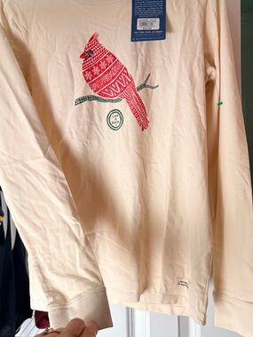 Life Is Good Cream cardinal bird Graphic Crusher Tee NWT